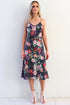 Shalom "Fishnet Floral" Bias Cut Silk Slip Dress